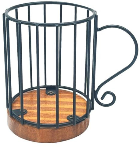 Glixoft Kaffee-Organizer, Kaffeekapselhalter Aus Eisen, Kapazität: Drahtkorb Holzsockel Für Küche, Büro Und Kaffeebar