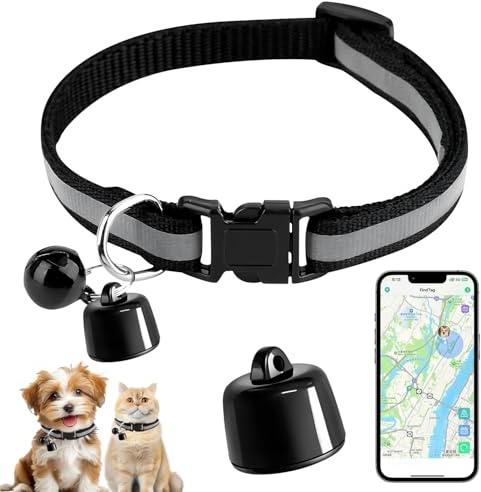 Bukbas GPS Tracker per Gatti e Cani, Mini GPS Tracker Senza Abbonamento per Gatti e Cani, Compatibile con iOS e Android, Dispositivo di Localizzazione Bluetooth per Animali Domestici