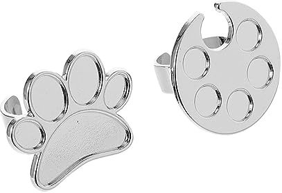 LOORGVEL 2pcs Ring Manicure Pallet Nail Polish Holder for Holding Pigments and Color Mixing Made of Silver Alloy with Unique Design, for Professional at Home Use