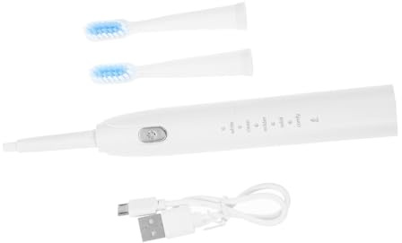 Elektrische Kinderzahnbürste mit 5 Vibrationsstufen | USB Ladefunktion, 500mah Akku, Weißer Kunststoff, Automatische Zeitfunktion, für Haushalt