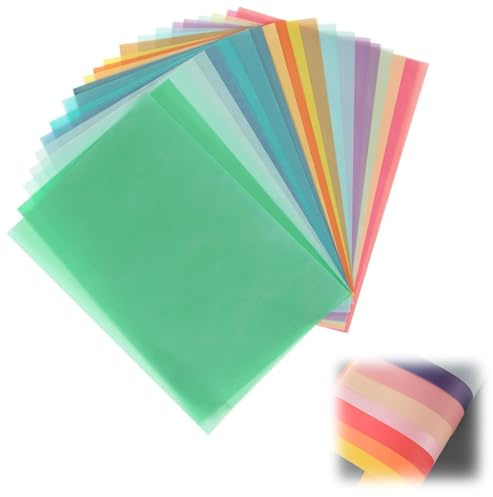 Transparentpapier Bunt, 20 Blatt Pergamentpapier In 10 Farben, 21 X 29,7 Cm, Ideal Für Laternenbasteln Und Kreative Projekte, Transparentpapier Laterne, Bastelpapier Transparent Bunt ﻿