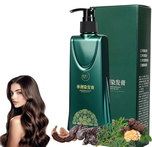 Mild Formula Long Lasting Hair Dye Set, Nourishing Plant-Based Hair Color, New Natural Hair Color Shampoo for Gray Hair Cover up, Single Step Herbal Single Agent Floral Dye (210ML, Chestnut Brown)