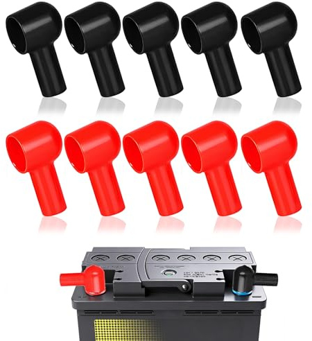 10 pezzi di copertura terminale batteria per polo positivo e negativo, manicotti per batteria rossi e neri per auto, camion, moto e barche, tappi di protezione per terminali della batteria e poli