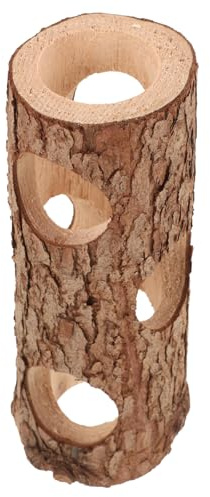 GRIRIW Túnel para Hámster y Conejillos de Indias de Madera Natural, Refugio Pequeño de Tubo para Mascotas, Accesorios Seguros para Jaula, Juego y Escondite para Animales Pequeños