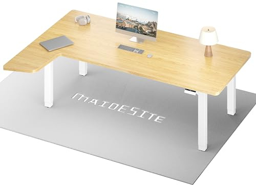 MAIDeSITe Höhenverstellbarer Elektrisch Schreibtisch L Form,180x120cm Eckschreibtisch mit Dual Motor 4 stabilen Beinen, 160kg Tragkraft, USB-C-Anschluss Piano Steuerungssystem für Home Office -Canvas