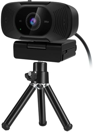LEIYTFE Webcam Grandangolare 4K Per PC, Video Conference Camera Con Microfono Integrato Laptop Camera Per Streaming, Videochiamate E Gaming Online USB Plug & Play(4K+Tripod)