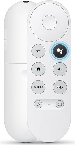 Röstfjärrkontroll för Google Chromecast med Google TV (4K/HD) G9N9N, reservdel för Google TV Streamer, Color Snow, med snabbknappar för Youtube och Netflix, Bluetooth, vit