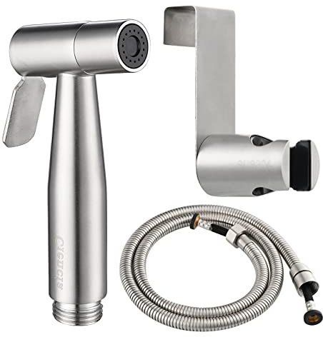 CIENCIA Douchette WC en Acier Inoxydable Kit Douchette Bidet avec Bidet Pulvérisateur et Support Douchette Nickel Brossé, WS024S