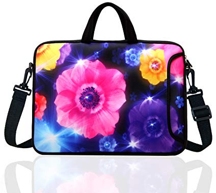 14-Inch Laptop Shoulder Bag Sleeve Case With Handle For 13 13.3 14 14.1 Netbook/Macbook Air Pro (Colourful Flower)