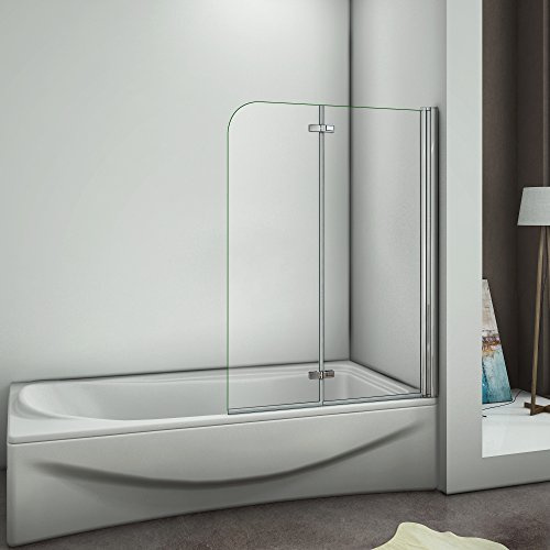 Aica Italy Box Doccia 90x140cm Parete Vasca Movibile 180 Gradi 6mm Vetro | Trasparente, Sopravasca