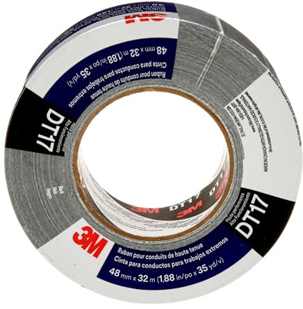 3M 7100158390 Super Duty Duct Tape DT17 - Black, 17 mil, 48 mm x 32 m x 0.43 mm