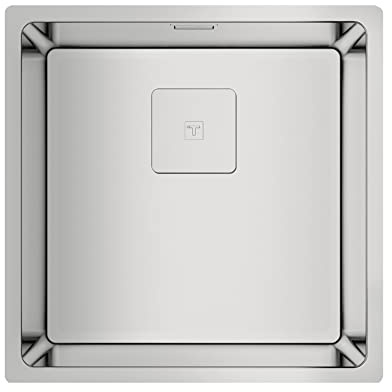 TEKA Fregadero Cocina 1 Cubeta 40cm, Acero Inoxidable, Triple Instalación: Encastre, Enrasar o Bajo Encimera, Profundidad 200mm, Mueble 50cm, Válvula Canasta y Sifón, Modelo FlexLinea RS15 40.40
