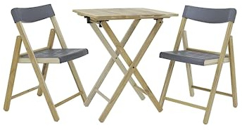 Tramontina Set da Balcone Potenza, 3 Pezzi, Tavolo con 2 sedie, mobili da Giardino, Pieghevole, Colore: Antracite