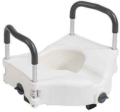 Drive Medical Preservetech Secure Lock Raised Toilet Seat With Handles, 5 Inch, White