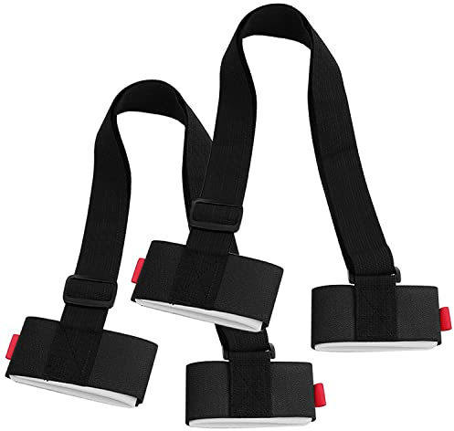 GOCUODE 2 Pezzi Cinghia Portasci Regolabile, NeroImbracatura per Trasporto Sci, Regolabile 70-110 cm per Adulti e Bambini, Cinghia Spalla per Ski e Bastoncini