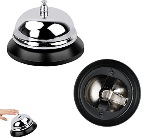 2 Stück Tischglocke Edelstahl Tischklingel Rezeptionsklingel Metall Chrom Service Glocke mit klarem Klang Für Küche Restaurant Hotel Bar (Silber)