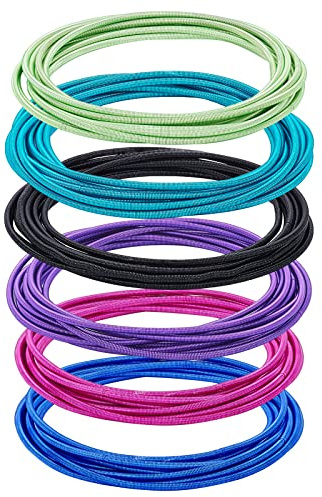 BENECREAT 60 pièces 6 Couleurs Bracelets de Cordes de Guitare, Bracelets Extensibles Empilables en Métal de 2 mm pour Bracelet en Spirale de Bijoux de Bobine, 10 pcs/Couleur