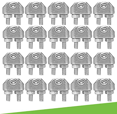 parpyon Pinces et tendeurs pour fil pour étaler le linge d'extérieur kit serre-câbles pour fil en acier tendeurs vis et oeillet produit italien (20-pinces)