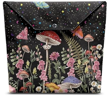 Jndtueit Buchumschläge mit Pilz-Schmetterling für Klassenzimmer Schutz und Pflege, bunte Blume, Sternenklar, Lehrbücher, Buchumschläge mit Tasche