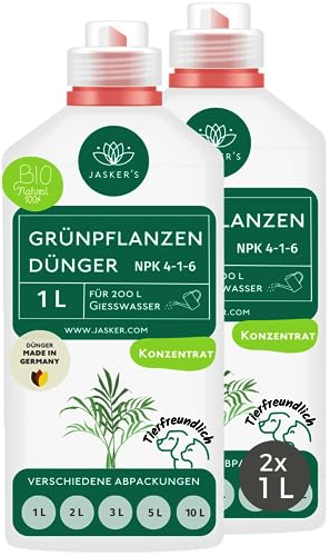 Bio Grünpflanzendünger flüssig 2 Liter (2x1L) - Konzentrat Dünger für Grünpflanzen - 100% Schnelldünger - Zimmerpflanzen-Dünger für 400 Liter Gießwasser