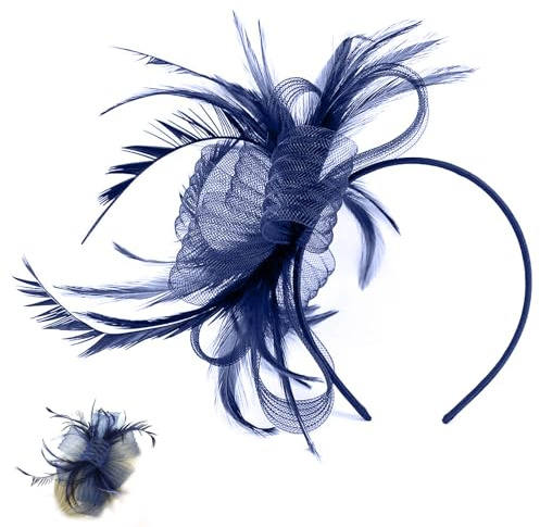 Navy Fascinators for Weddings, Fascinator Wedding Hat Clip for Women, Fascinator Clip Women Accessories for Race Royal Ascot Cocktail Tea Party Hair Accessories
