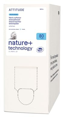 ATTITUDE Liquid Fabric Softener Refill, Plant-Based & Vegan, HE Compatible, Naturally Derived, Wildflowers Scent, 80 Loads, 2 Liter