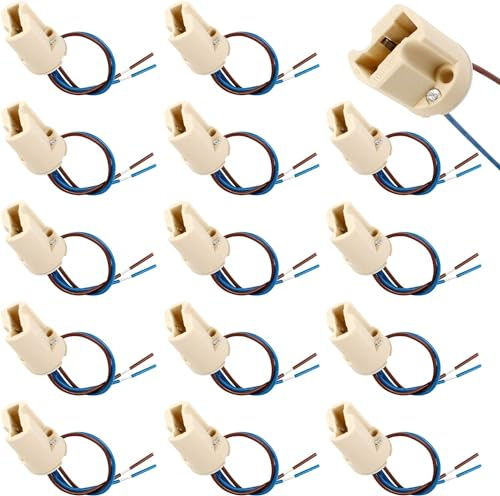 15 Stück G9 Lampenfassung mit isol Kabelzuleitung Lampensockel Halogen Keramik Fassung G9 Keramik Anschlusskabel Lampenfassungen mit Teflondraht hoch temperaturbeständiger Draht für LED Halogen