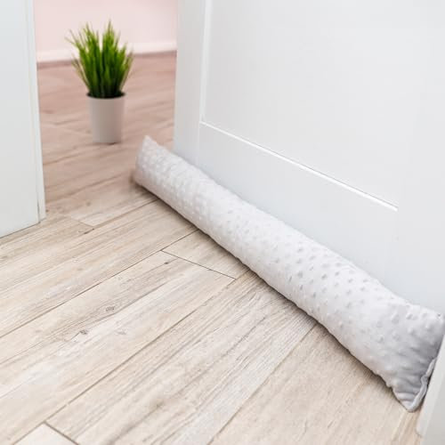 Boudin de Porte Isolant Froid 120 cm – Bas de Porte et fenêtre Coupe-Vent décoratif Idéal pour entrée Maison fenêtres et Coussin pour Chambre Enfant Minky Gris Clair