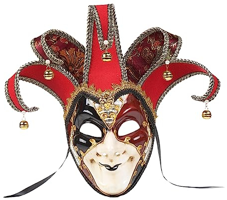 Retro Clownmaske für Erwachsene, Rote Kunststoff Halloween Clownmaske