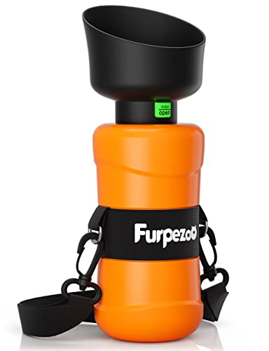 Wasserflasche für Hunde 800 ml, Faltbare Wasserflasche für Hunde und Katzen, Leichte Haustiere Wasserspenderschale für Spaziergänge im Freien, Wandern, Reisen, Orange