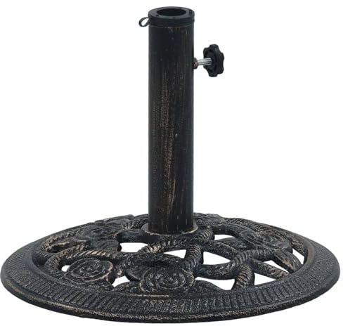 ShGaxin Socle de Parasol Noir et Bronze 9 kg 40 cm Fonte,Pied De Parasol,Pied De Parasol Lourd,Pied De Parasol sur roulettes