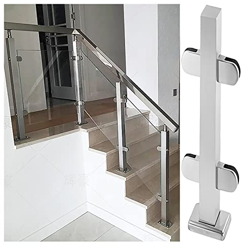 Treppengeländer für Innenräume – für 10–12 mm dickes Glas, Glasgeländerpfosten aus Edelstahl für Deck/Terrasse/Pool, Balustradenhalterung zur Bodenmontage, mit Hardware (Farbe: Mittelpfosten, Größe: 7