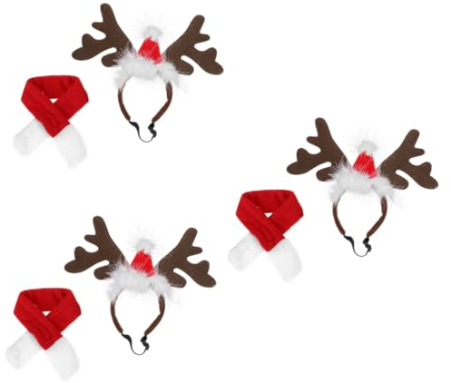 BESPORTBLE 3sätze Pet Weihnachtsmütze Winter Kostüm Mit Schal Für Kleine Katzen Und Hunde Weihnachtsfeier Zubehör Bequem Und Atmungsaktiv Für Festliche Anlässe