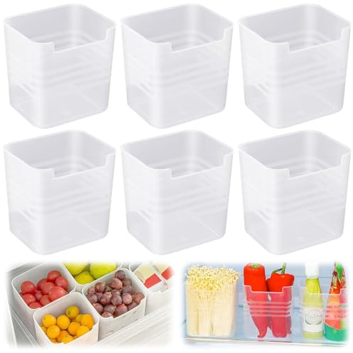 Cisolen 6 PCS Refrigerator Door Organizer Box, Clear Refrigerator Organizer Bins, Stackable Fridge Storage Boxes For Fridge, Kitchen, Pantry, Cabinets and Storage