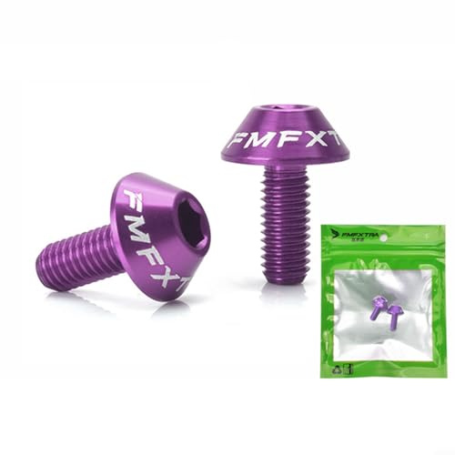 Mountain MTB Road Bike Water Bottle Cage Screws, 2Pcs 7075 CNC Machined Anodized Screws, 5 x 12mm (Purple)