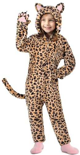 PXDUCN Carnival Costume, Halloween Costume, Cat Costume Set for Girls Animal Dress, for Kids Girls Animal Theme Party Halloween Carnival Christmas Fancy Dress (Cheetah, M)