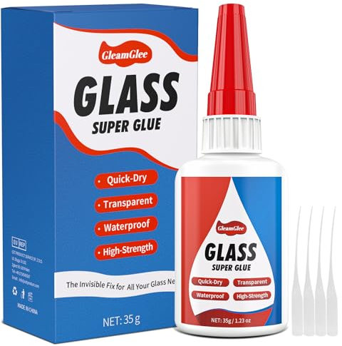 Colle pour Verre 35g | Adhésif Instantané Ultra Solide et Transparent - Imperméable, Pour Réparer Acrylique, Miroirs, Cristal, Loisirs Créatifs et Plus