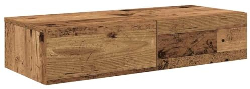 vidaXL Wandregal mit Schubladen Altholz-Optik 80x33x17cm Holzwerkstoff