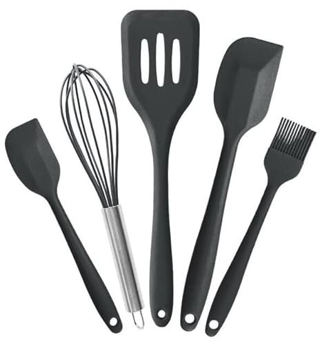 Wenrescry Ensemble de 5 ustensiles de pâtisserie, fouet et spatule en silicone, grattoir, contact alimentaire