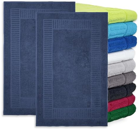 BaSaTex - 2er Pack Badvorleger für Dusche & Badewanne - Badematte Saugfähig & Schnelltrocknend in 50x80 cm - Aus 100% Baumwolle - Öko-Tex Made in Green Zertifiziert - Navy Blau