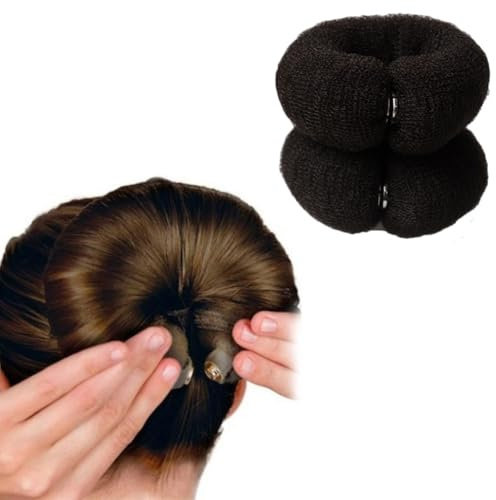 2 Stück Magic Bun Maker Hair Styling Styler Hair Donut Ring Styler Hair Bun Maker Twist Ring Former Sponge Donut Donut Dutt Shaper Hair Curler (Schwarz)