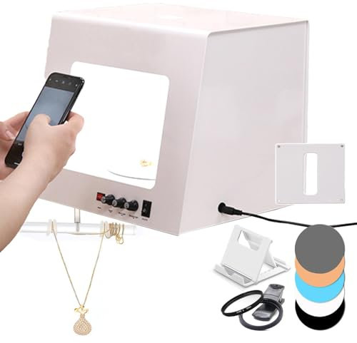 Professionell ljuslåda för fotostudio med roterande bildspelare - justerbar hastighet - stöder upphängning, 4 st fyllnadslampor - justerbar ljusstyrka, mini-softbox för fotostudio,T20