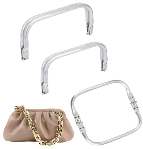 Dantolo Pack de 3 Cierres Ocultos de Cartera, Asas en Forma de U, Marco de Repuesto de Aluminio, Cierre de Bolsas, Bricolaje, Bolsa de Cierre para Bolsa de Cena 25cm x 9,5cm,22cm cm y18cm x 9,2cm