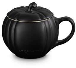 Le Creuset Stoneware Pumpkin Mug with Lid, 14 oz., Licorice