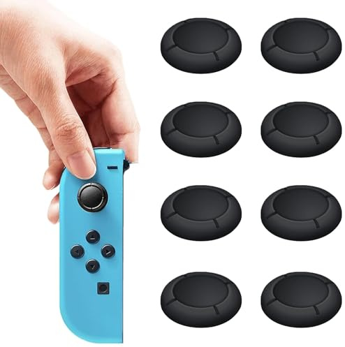 8 Stück Ersatzkappe für Controller Switch Joystick Kappen,Thumbsticks Protege für Switch/Lite Silikon Joystick Schutzzubehör 3D Grips Caps (Schwarz)