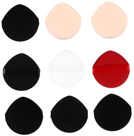 Mikikit 9pièces Houppette à Poudre Pour Visage Houppette à Maquillage Pour Femme Coussin Cosmétique Lavable Et Facile à Nettoyer