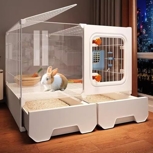 Gabbia per Conigli Da Interno, Conigliera con Vassoio Rimovibile E Cassetto Portaoggetti - Habitat Per Piccoli Animali Di Facile Montaggio per Criceti, Conigli E Piccoli Animali(71 * 46 * 53cm)