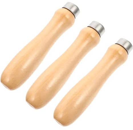 SOPOTUTU Manche en Bois pour Lime 3pcs Beige Surface Polie Facile à Transporter, Accessoire de Remplacement pour Outils Métalliques