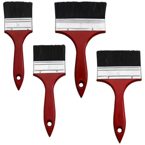 4-Piece Fence Paint Brush Set, 4 Sizes Masonry Paint Brush | for Fencing Masonry Walls, Floors, Painting, Limewash Painting, Sheds and Decking