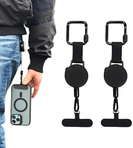 2pcs Attache De Téléphone Rétractable Anti-Chute - Cordon Antivol Pour Téléphone Portable, Porte-clés Rétractable Antivol, CordonRétractable Pour Randonnée, Cyclisme, Escalade, Ski, Course À Pied